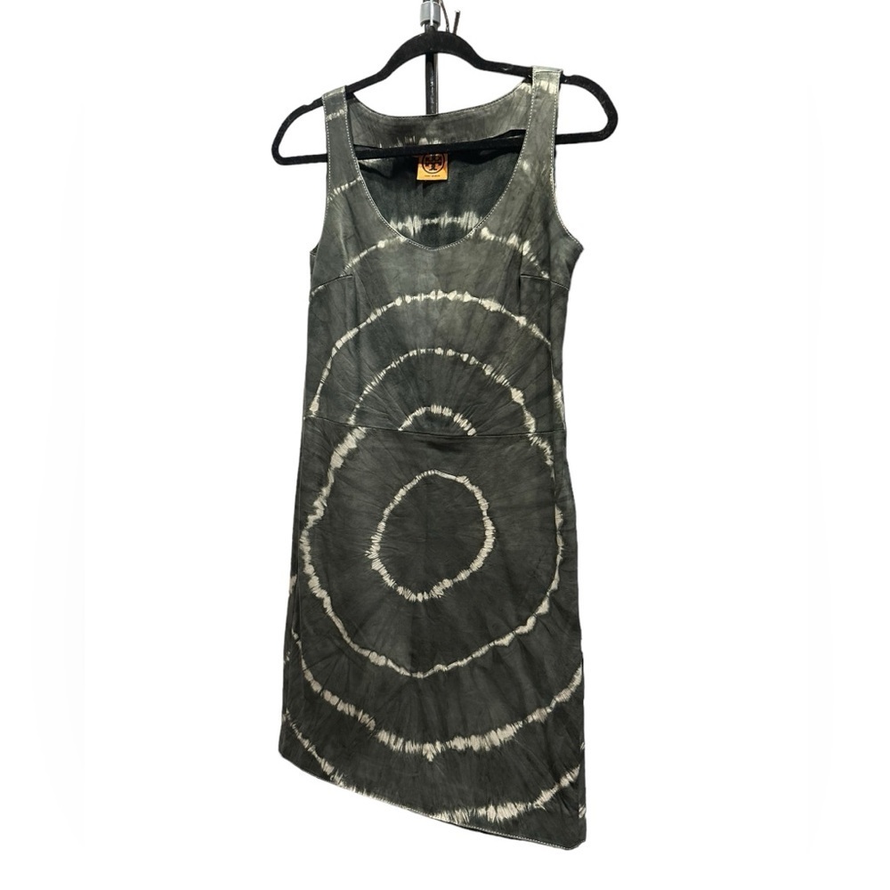 Tory Burch  Leather Dress Greystone  Shawna Tie-Dye Night Out Size 0 - Picture 4 of 16